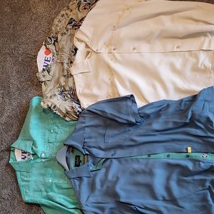 4 Tropical linen and silk button down shirts